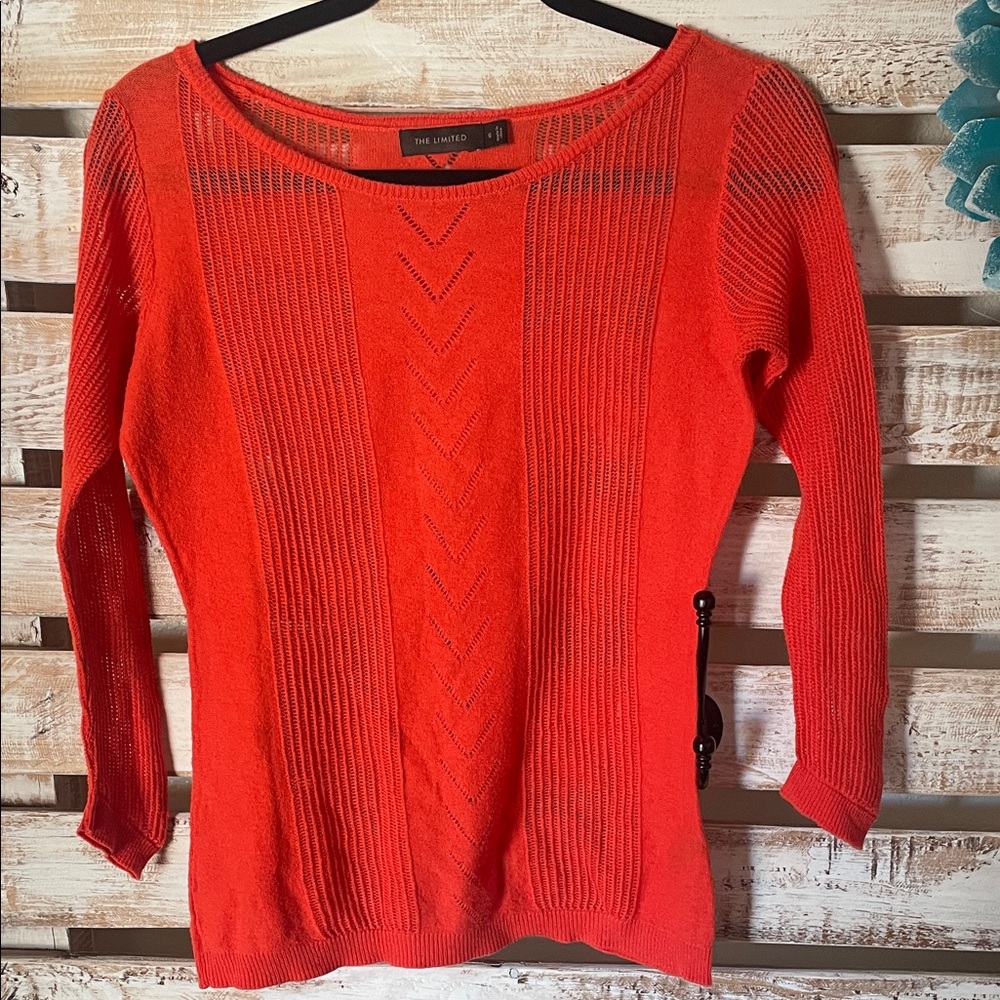 Lightweight orange sheer sweater by The Limited Size Small